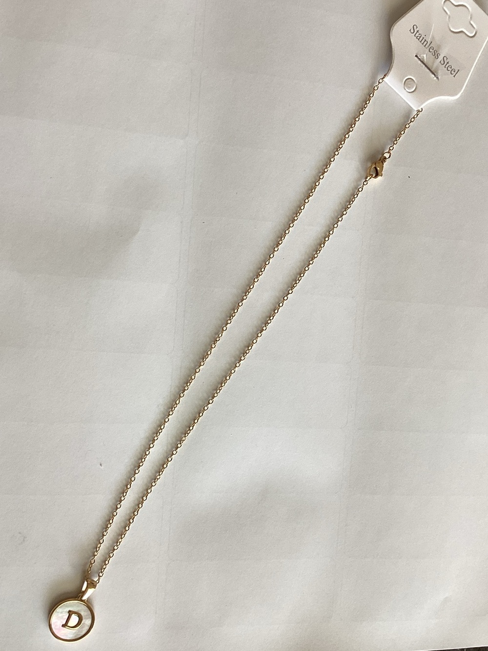 Gold Initial 'D' Pendant Necklace - Stainless Steel